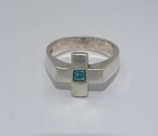 Eleganter Ring aus 925er Silber mit Blauen Steinen - Größe 59