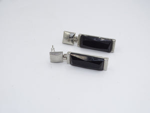 Vintage Ohrstecker in Silberfarben und Schwarz