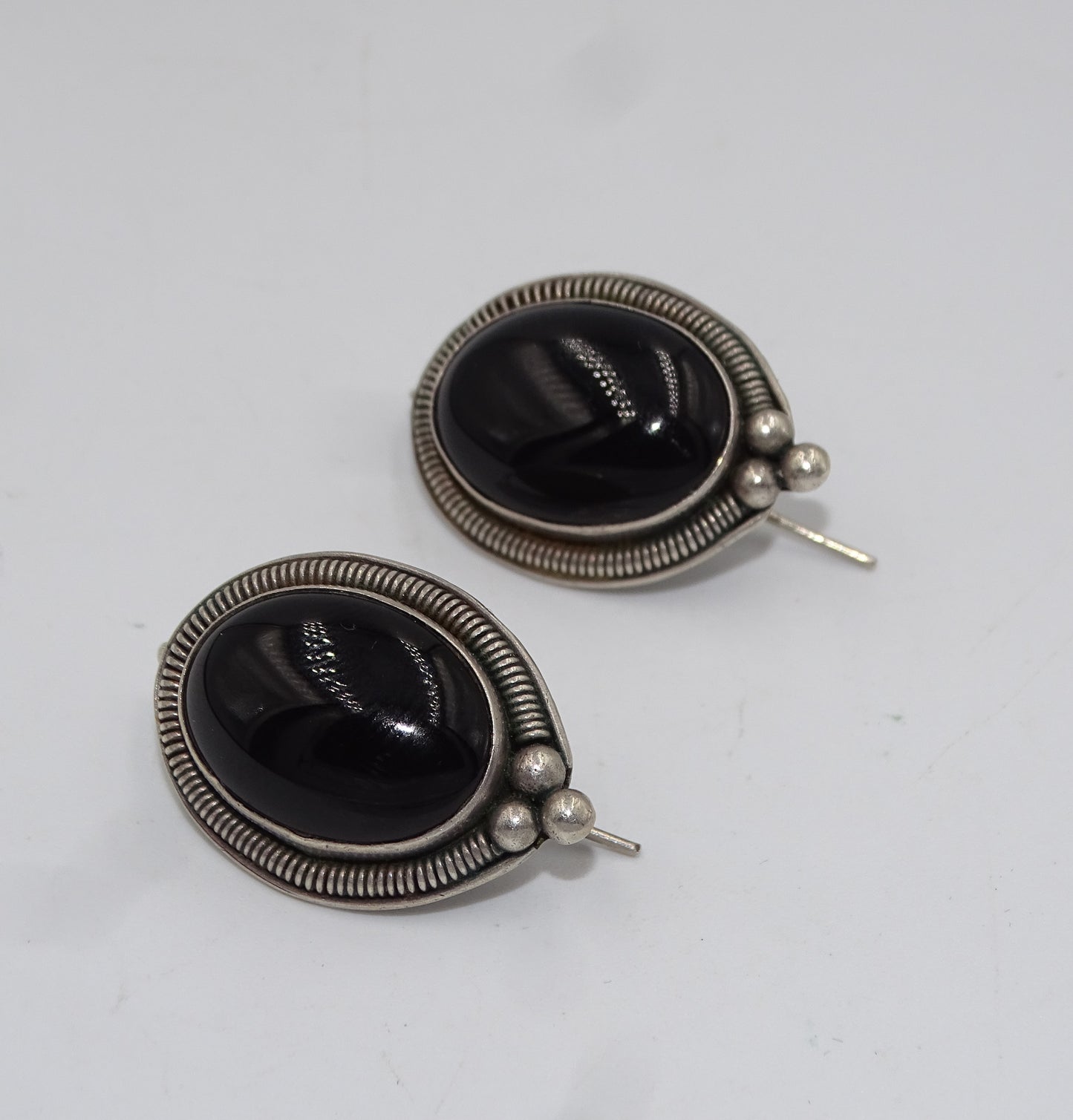 Vintage Ohrringe aus 925er Silber mit Onyx-Steinen