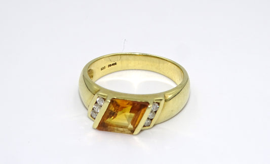 Eleganter Ring mit Citrin und Brillanten in 585er Gold – Größe 55