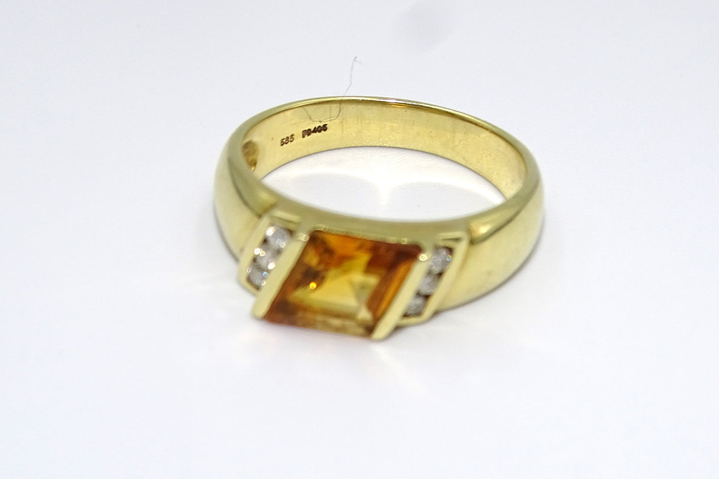 Eleganter Ring mit Citrin und Brillanten in 585er Gold – Größe 55