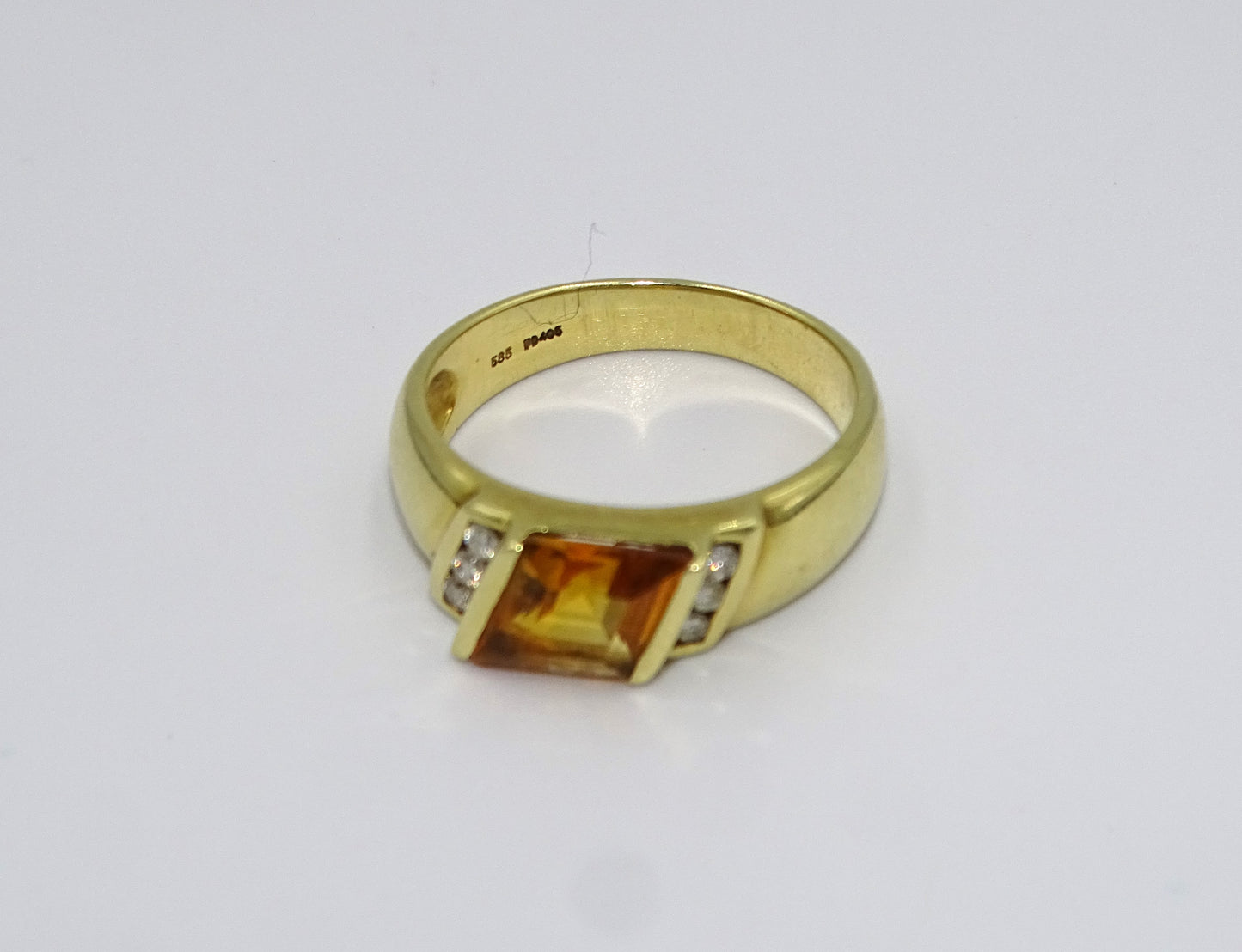 Eleganter Ring mit Citrin und Brillanten in 585er Gold – Größe 55