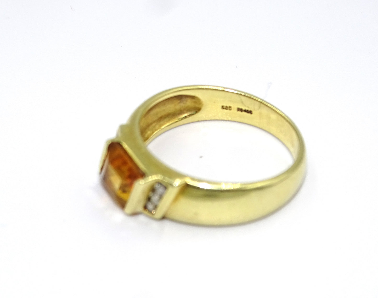 Eleganter Ring mit Citrin und Brillanten in 585er Gold – Größe 55