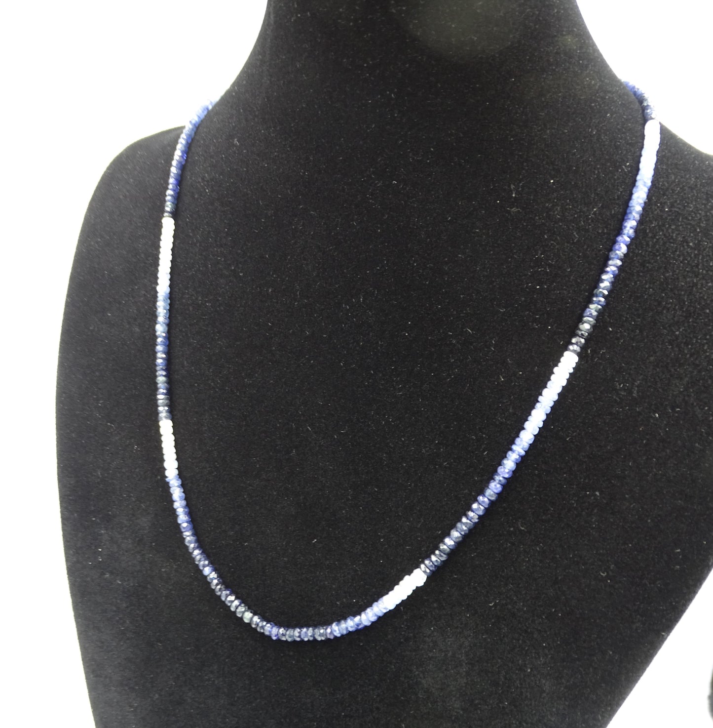 Elegante Saphir blau Kette facettiert 925 Silber– 50 cm