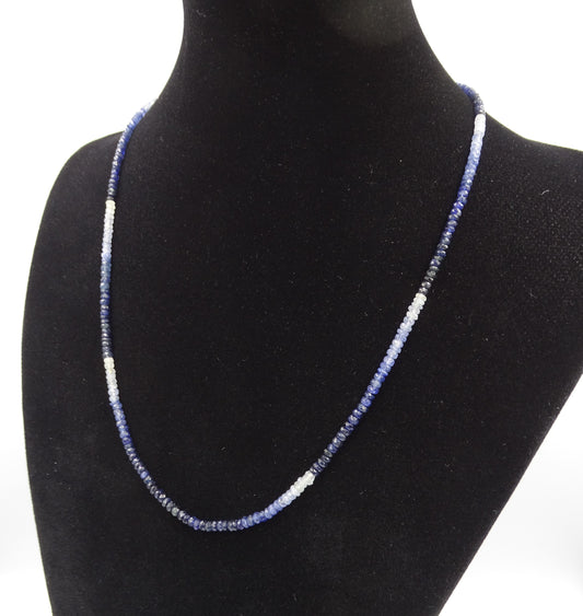 Elegante Saphir blau Kette facettiert 925 Silber– 50 cm