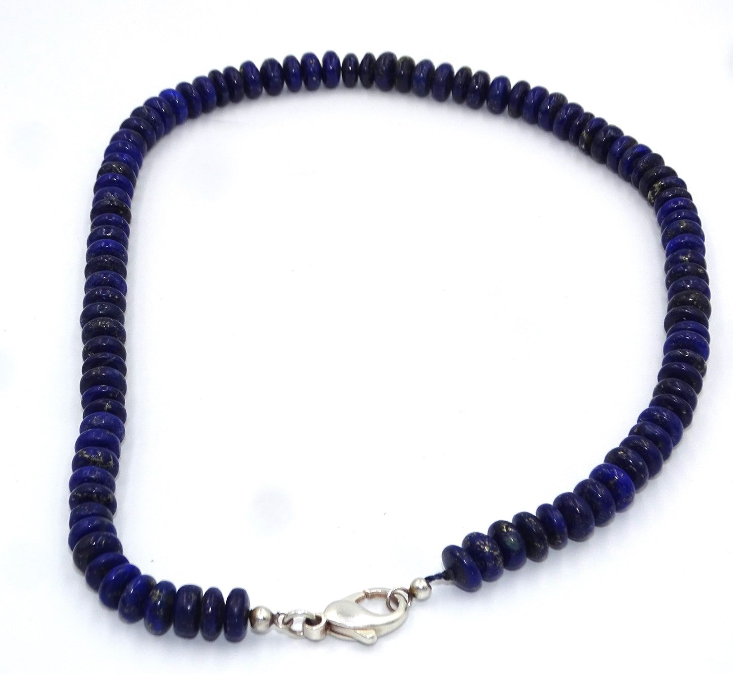 Elegante Vintage Lapislazuli-Kette mit 925 Silberverschluss – ca. 44 cm