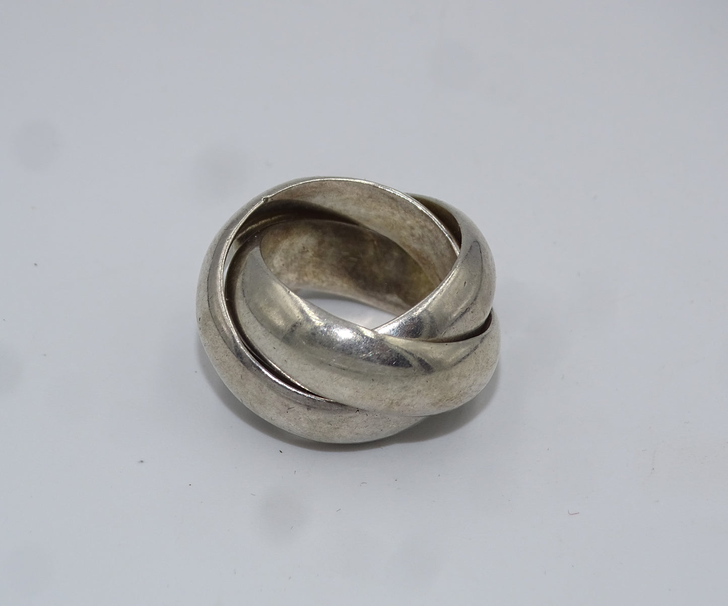 Massiver Trinity-Ring aus 925 Sterling Silber - Echte Handarbeit, Größe 55