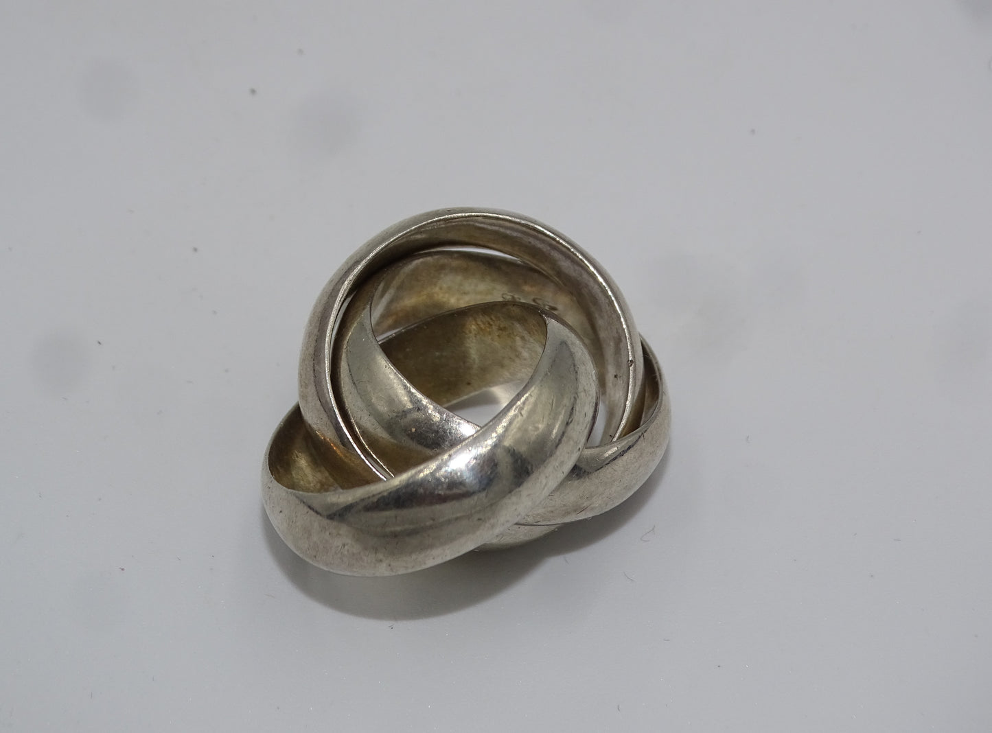 Massiver Trinity-Ring aus 925 Sterling Silber - Echte Handarbeit, Größe 55