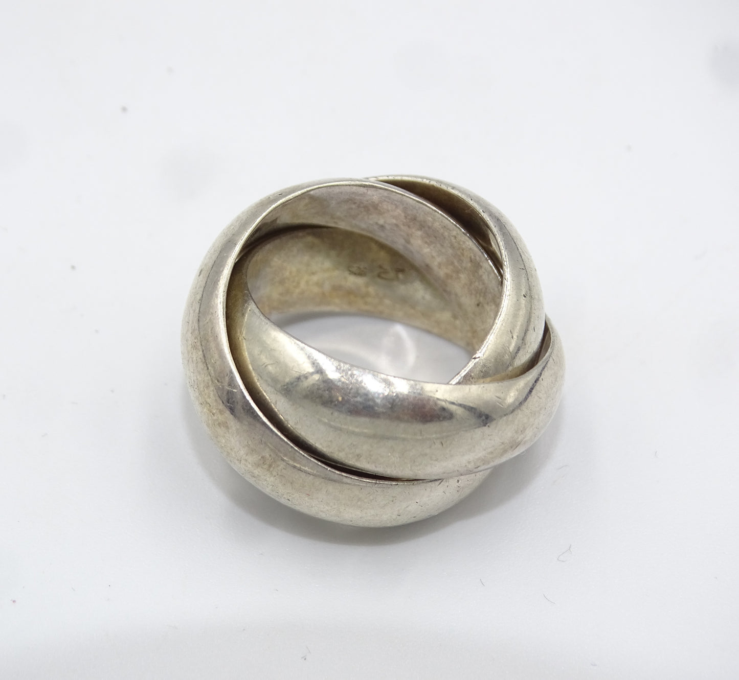 Massiver Trinity-Ring aus 925 Sterling Silber - Echte Handarbeit, Größe 55