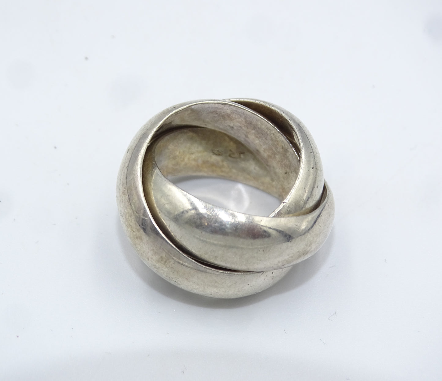 Massiver Trinity-Ring aus 925 Sterling Silber - Echte Handarbeit, Größe 55