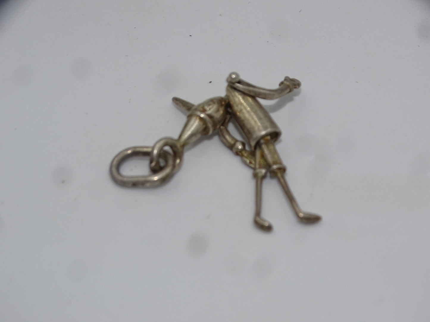 Vintage Gelenk Pinocchio Puppe Sterling Silber Halsketteanhänger