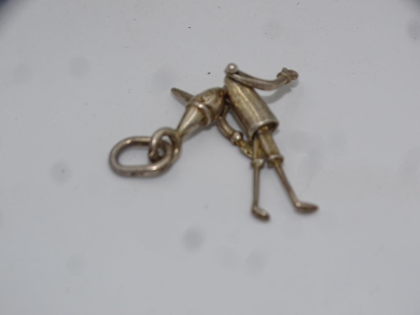 Vintage Gelenk Pinocchio Puppe Sterling Silber Halsketteanhänger