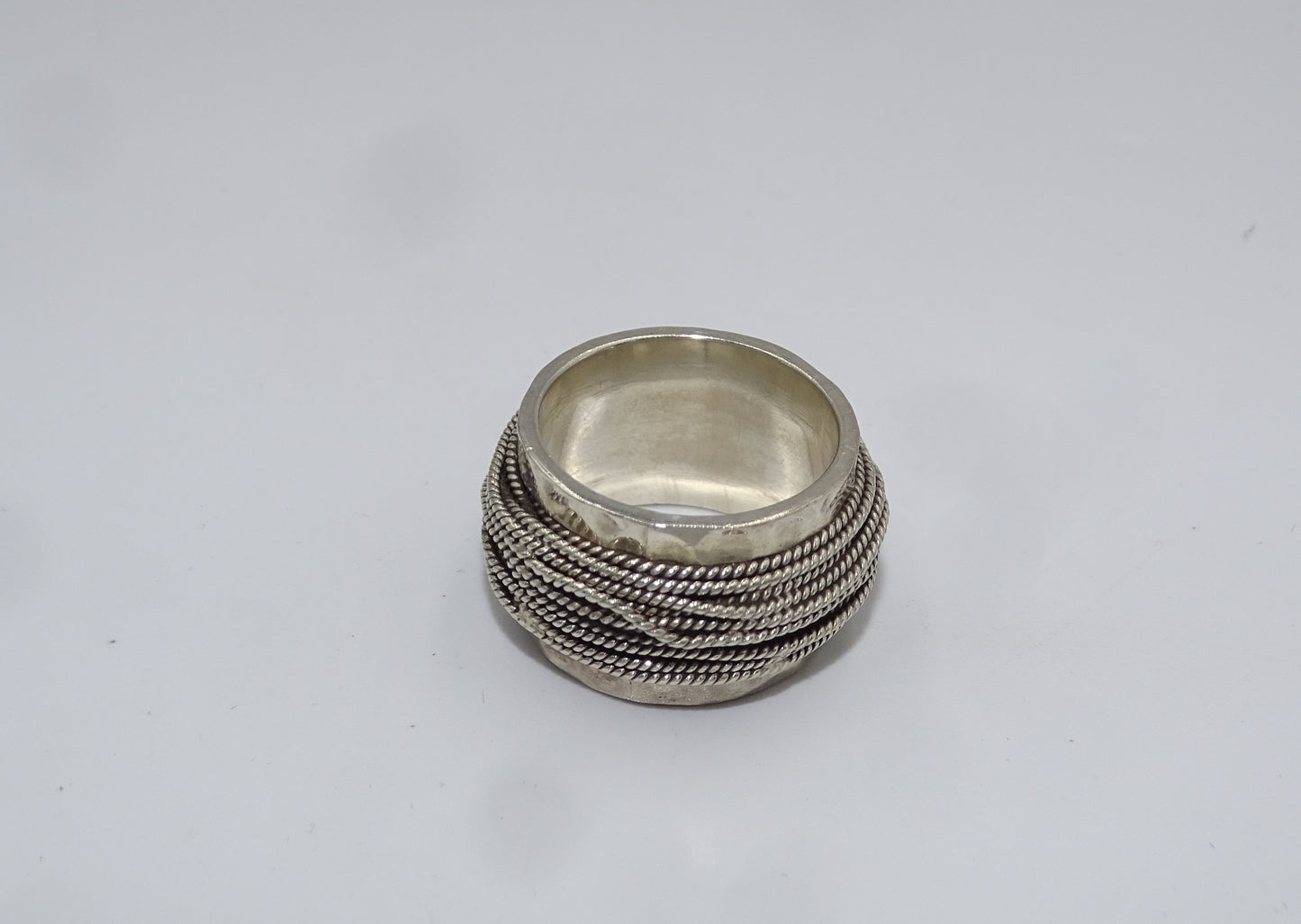 Vintage handgearbeiteter Mexiko 925 Sterling Silber Ring - Breites Band, Größe 58