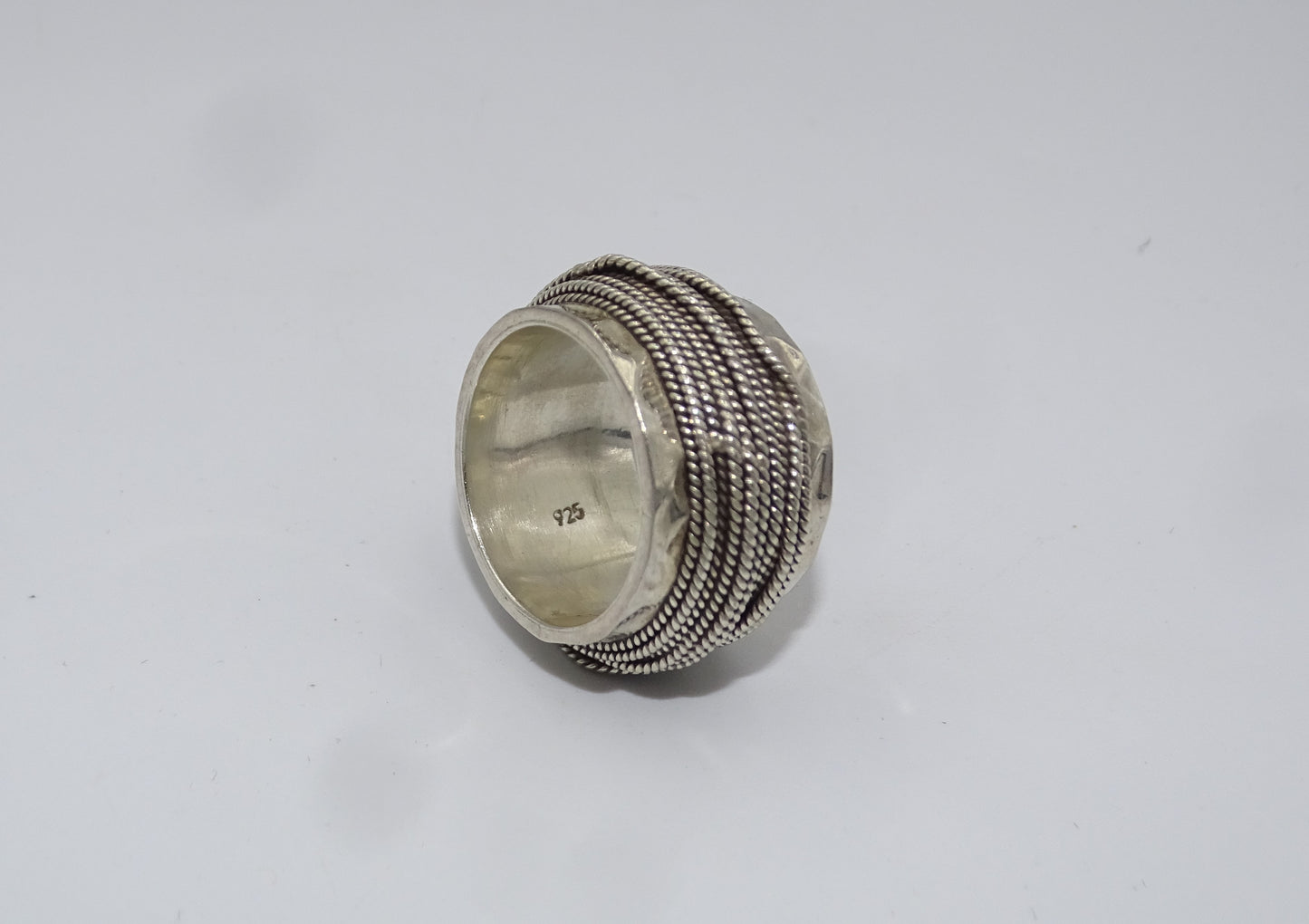 Vintage handgearbeiteter Mexiko 925 Sterling Silber Ring - Breites Band, Größe 58