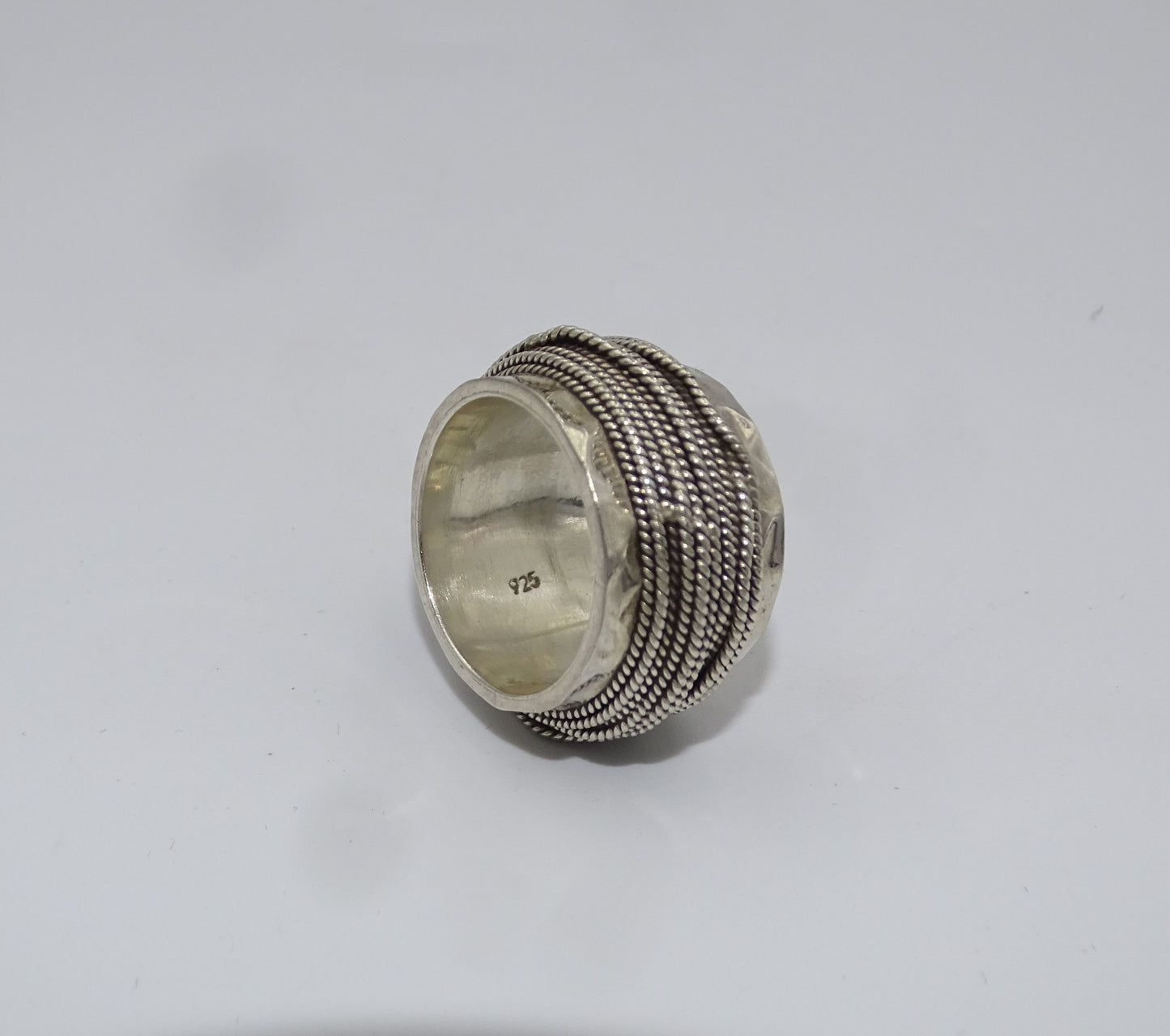 Vintage handgearbeiteter Mexiko 925 Sterling Silber Ring - Breites Band, Größe 58