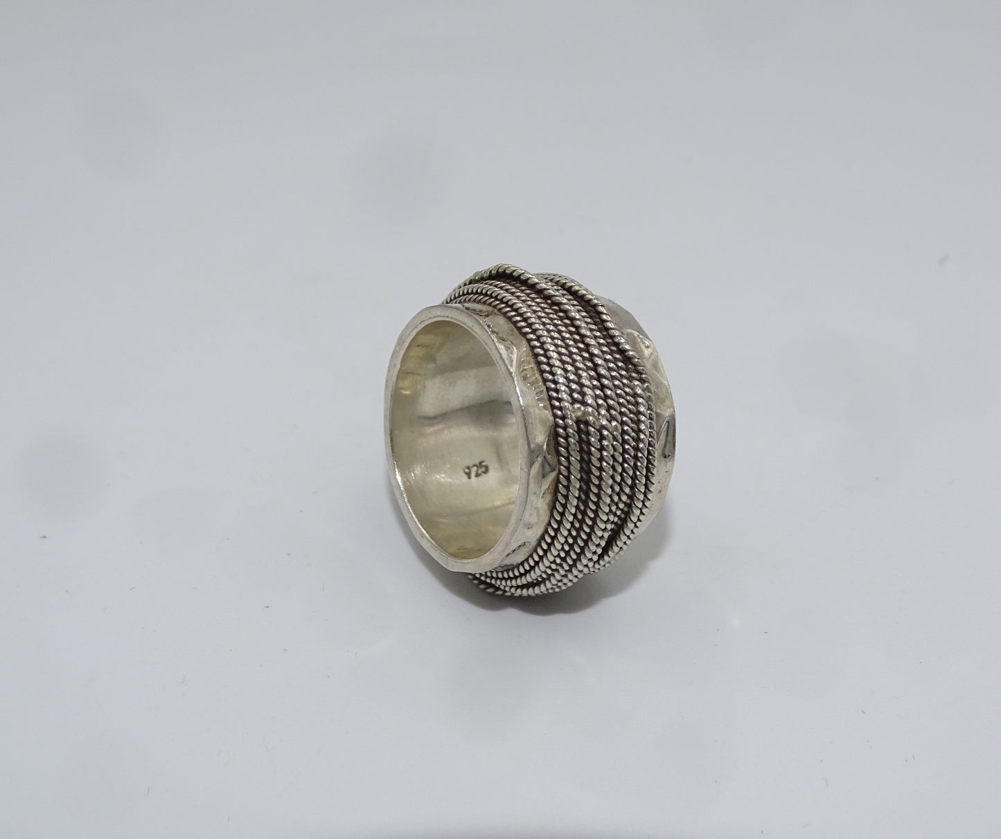 Vintage handgearbeiteter Mexiko 925 Sterling Silber Ring - Breites Band, Größe 58