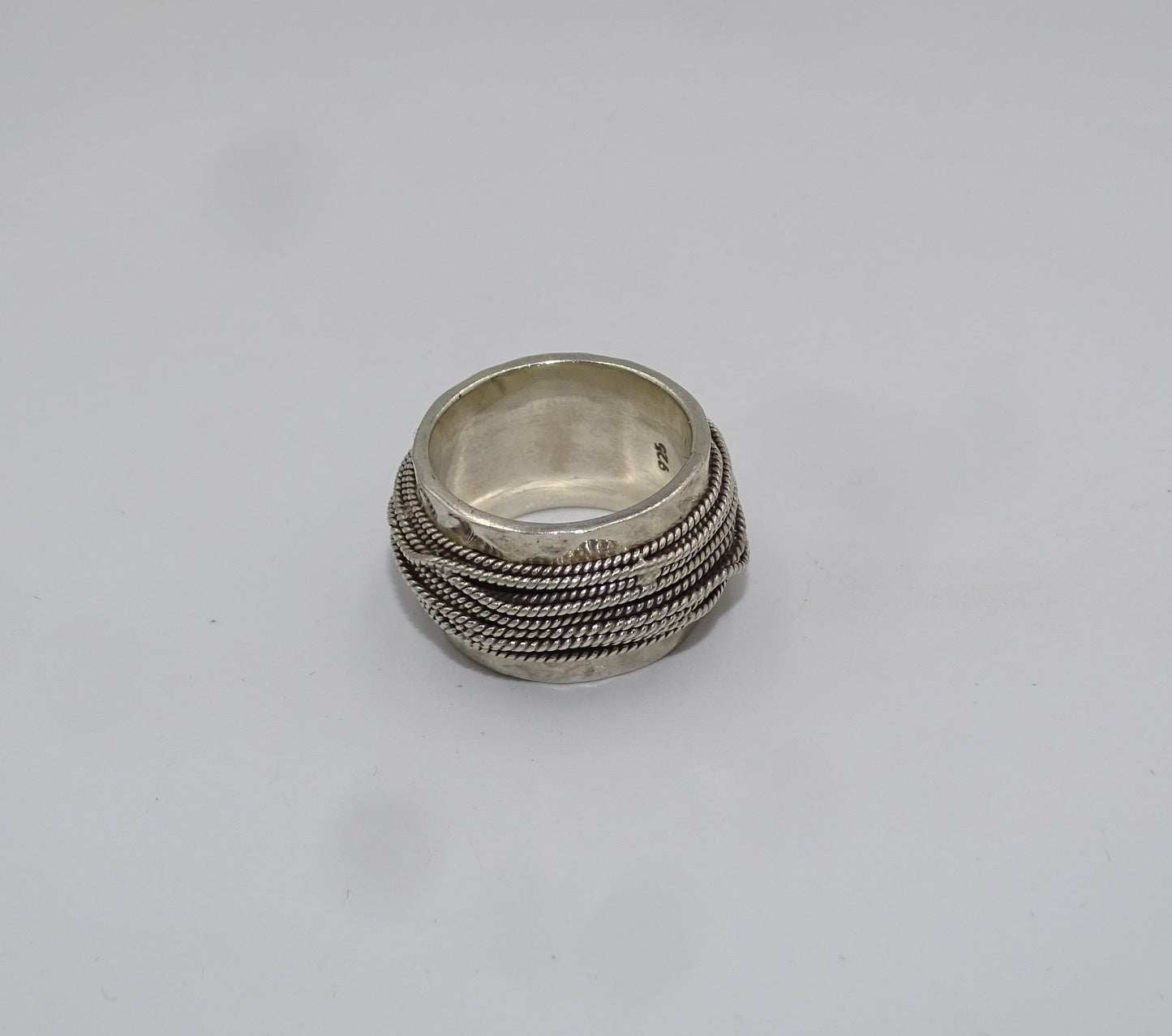 Vintage handgearbeiteter Mexiko 925 Sterling Silber Ring - Breites Band, Größe 58