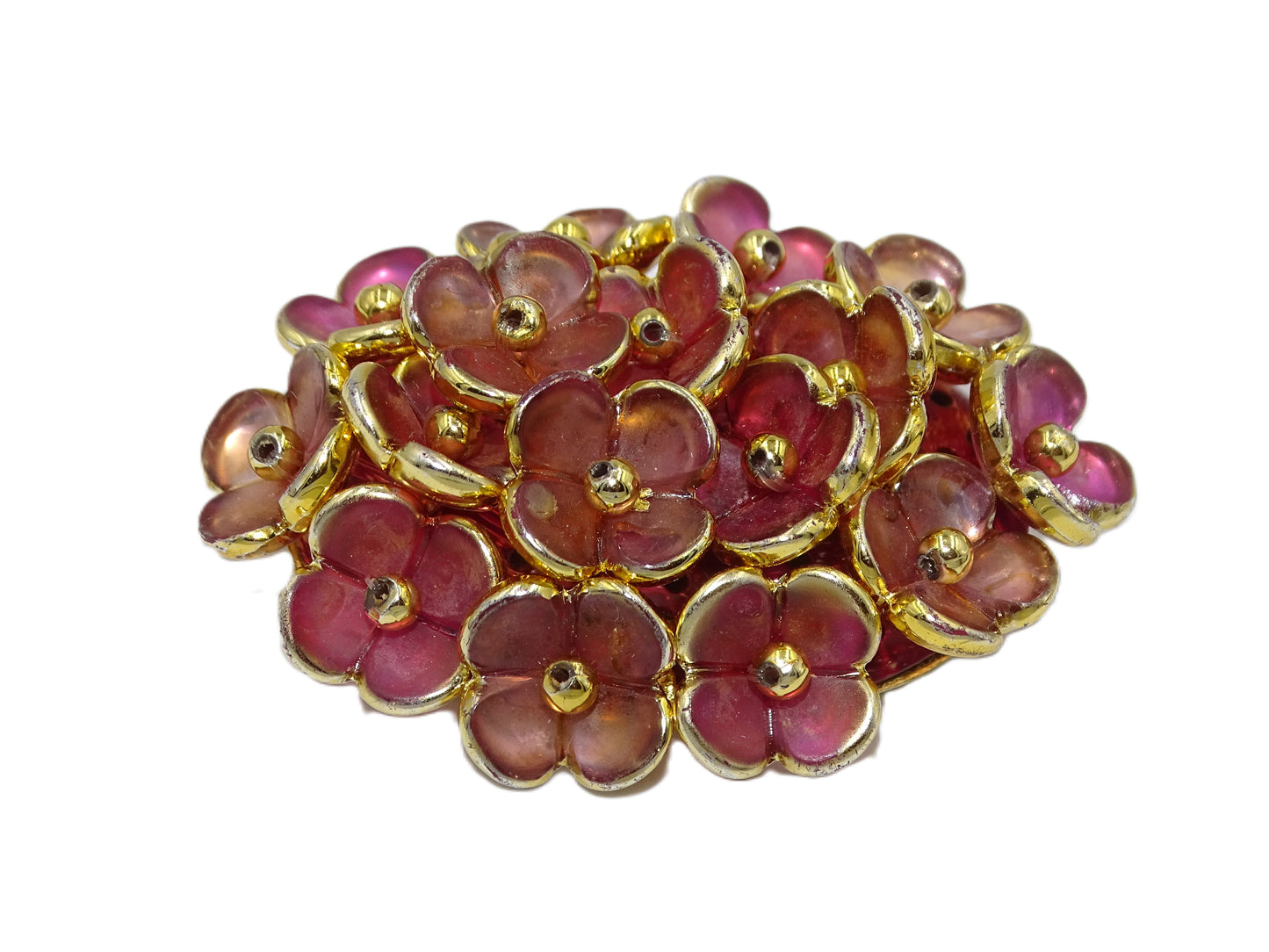 Vintage Rosa Blumen Brosche im Goldton - Eleganter Schmuck mit floralen Akzenten