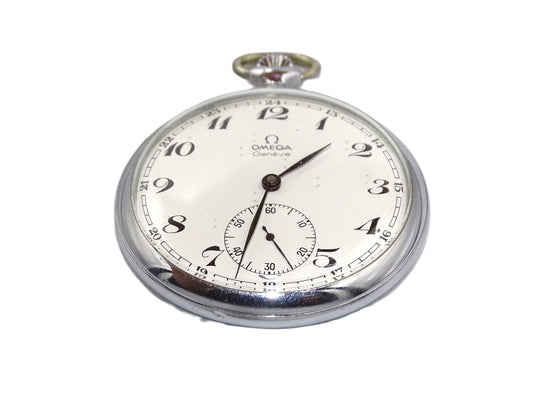 Omega 18 Linie Taschenuhr Cal 960, Baujahr 1973 - Druckknopflasche, 17 Juwelen