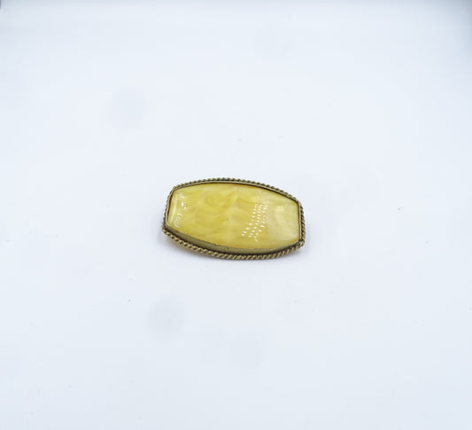 Art Deco Edwardian Achat-Cabochon Brosche aus goldfarbenem Metall