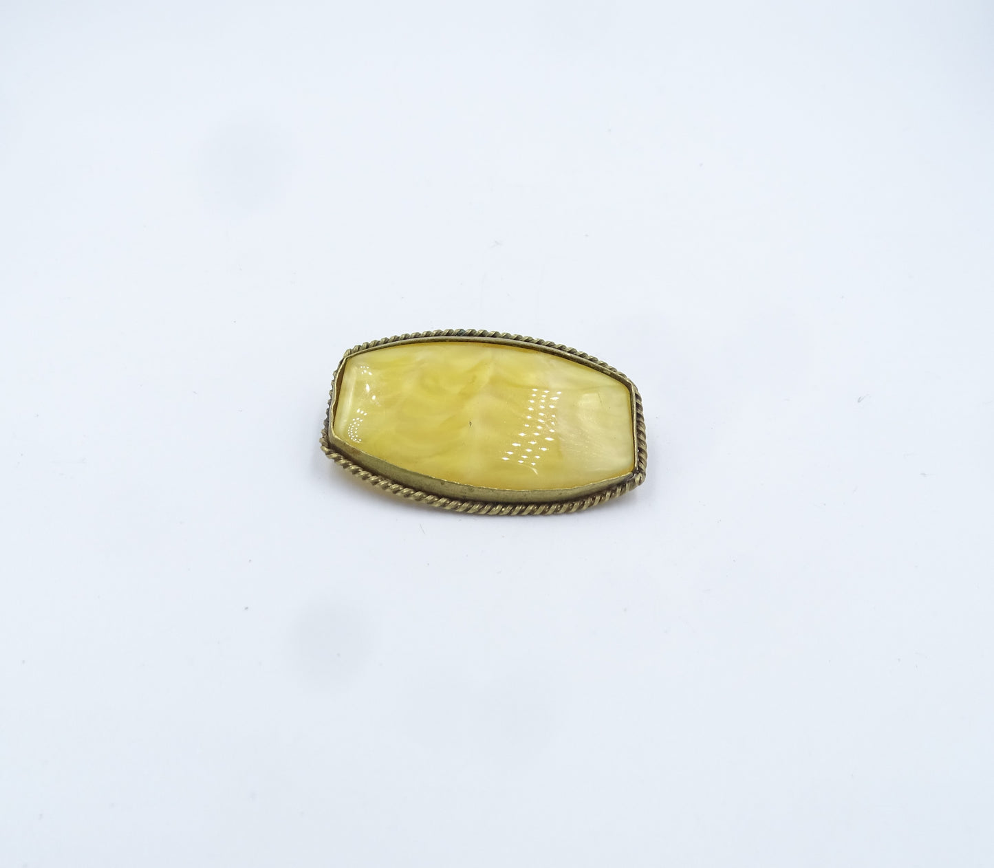 Art Deco Edwardian Achat-Cabochon Brosche aus goldfarbenem Metall