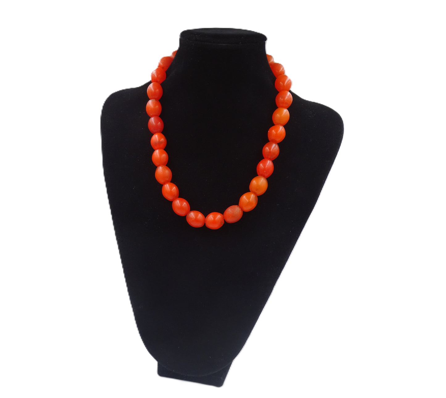 Leuchtend orangefarbene Kugelketten-Halskette mit abgestuften Perlen