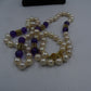 Perlenkette mit Amethyst und vergoldetem Silberverschluss