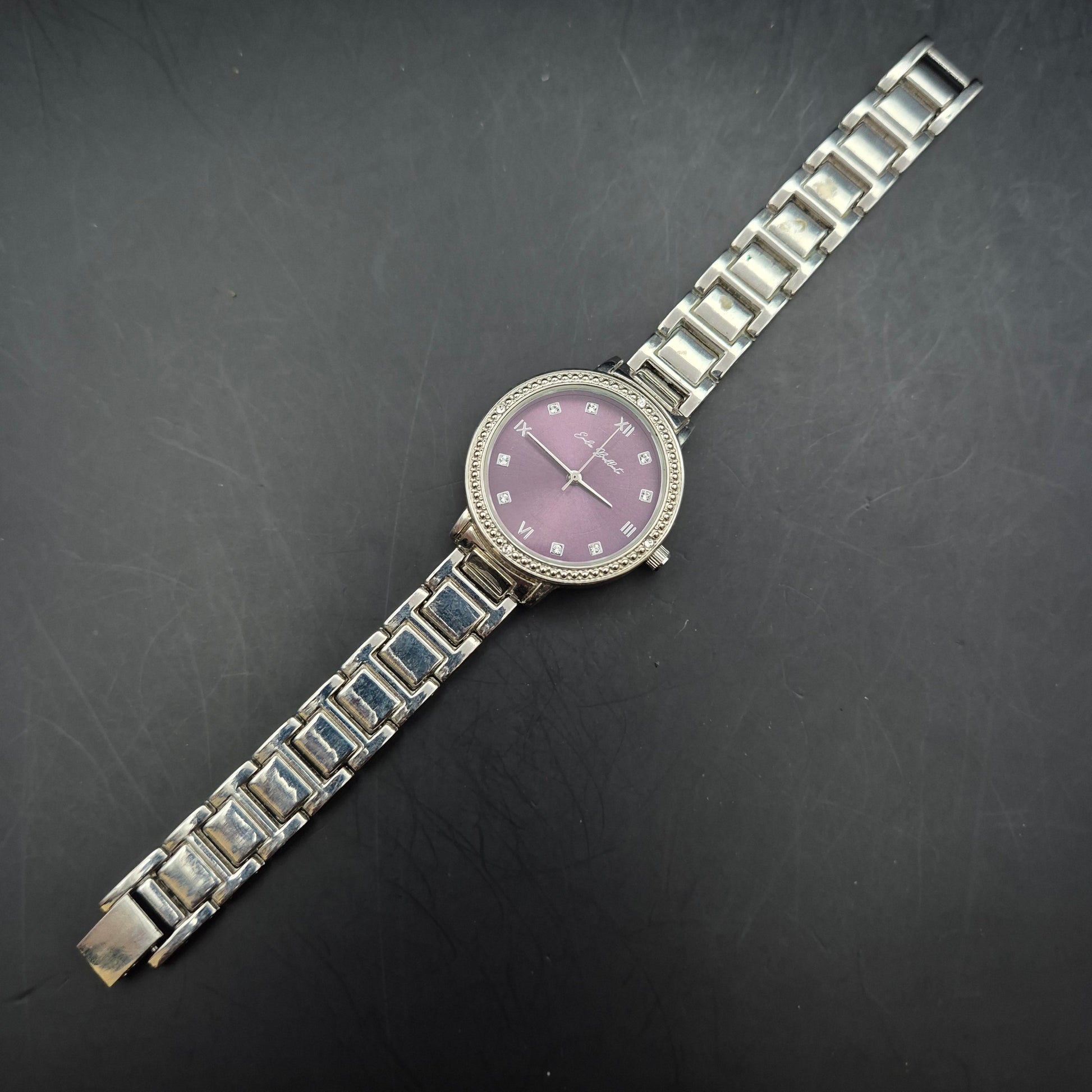 Emilia Brillante Damen-Armbanduhr | Lila Zifferblatt | Strass-Lünette & Metallarmband - Bild 2