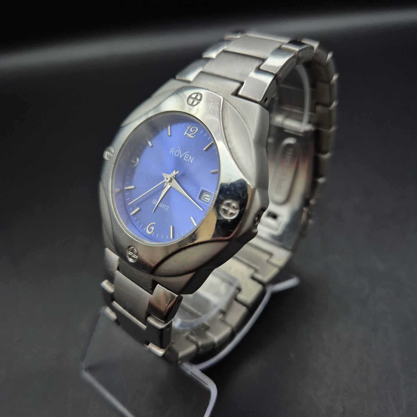 Roven Quartz Herrenuhr, blaues Zifferblatt – DEFEKT (Krone fehlt) - Bild 7