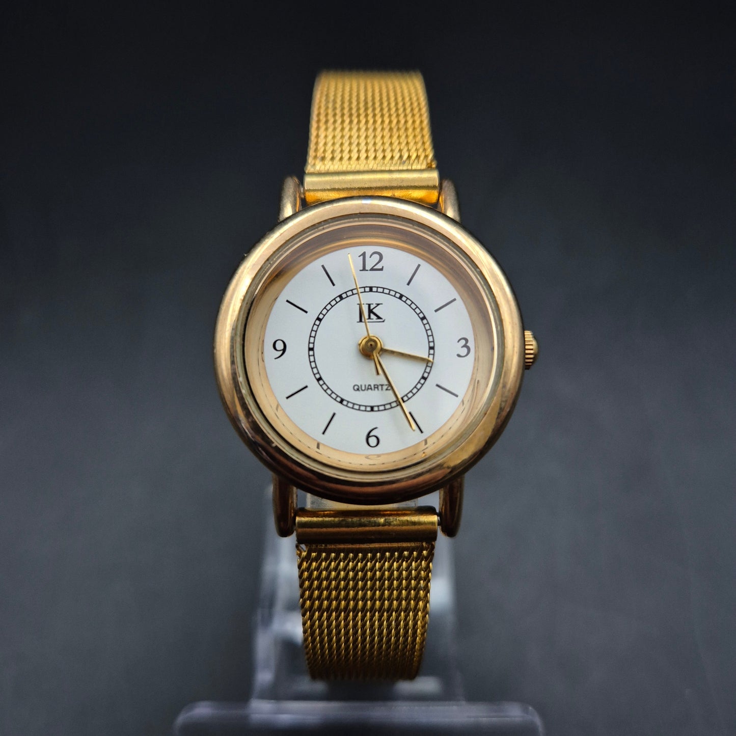 Elegante IK Damenuhr Vintage Quarz Goldton mit Milanese Mesh-Band