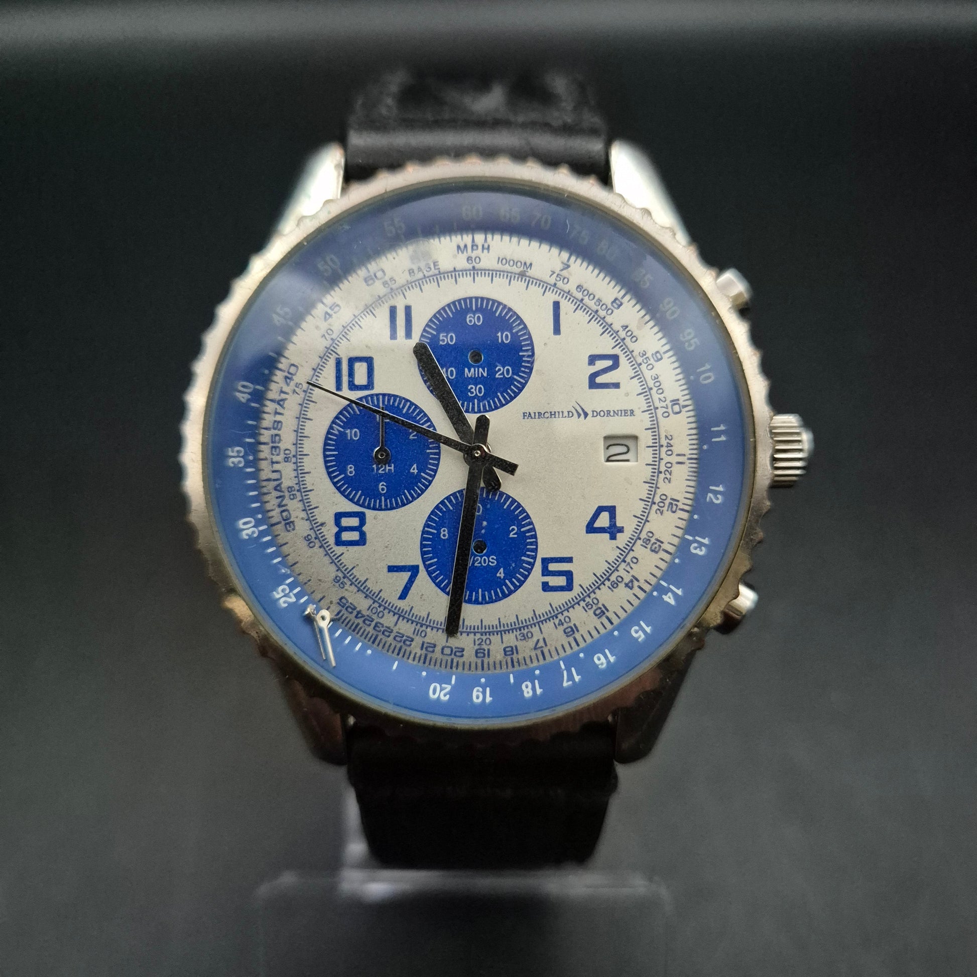 Fairchild Dornier Chronograph Pilotenuhr, Blau/Silber (DEFEKT)