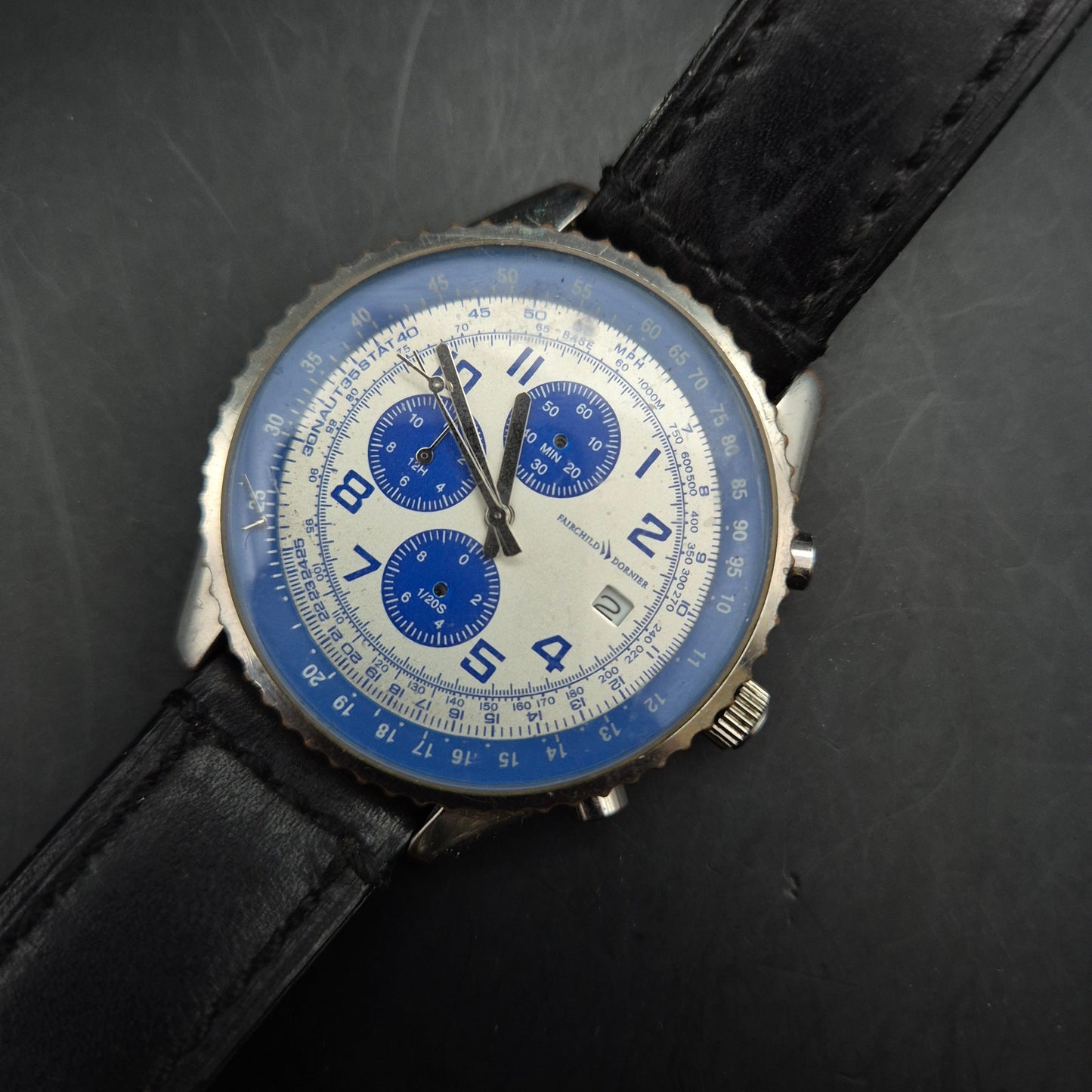 Fairchild Dornier Chronograph Pilotenuhr, Blau/Silber (DEFEKT) - Bild 2