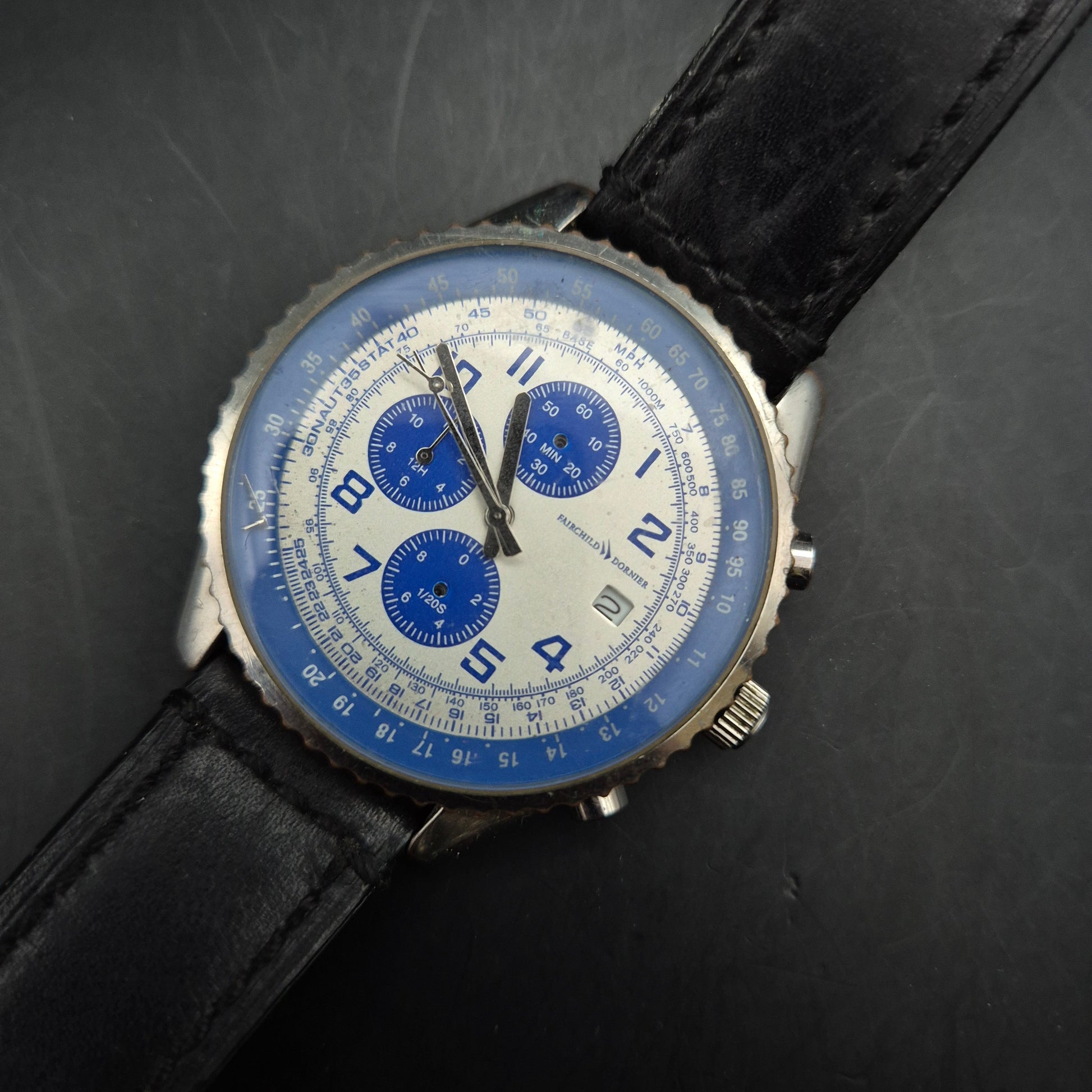 Fairchild Dornier Chronograph Pilotenuhr, Blau/Silber (DEFEKT) - Bild 2