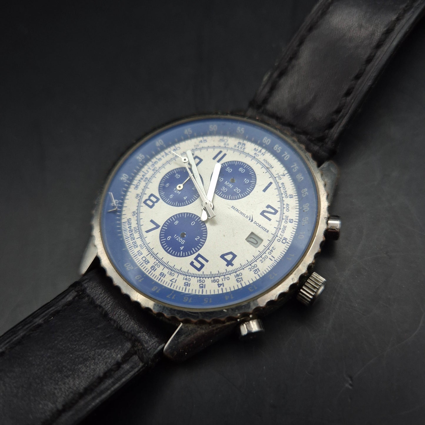Fairchild Dornier Chronograph Pilotenuhr, Blau/Silber (DEFEKT) - Bild 3