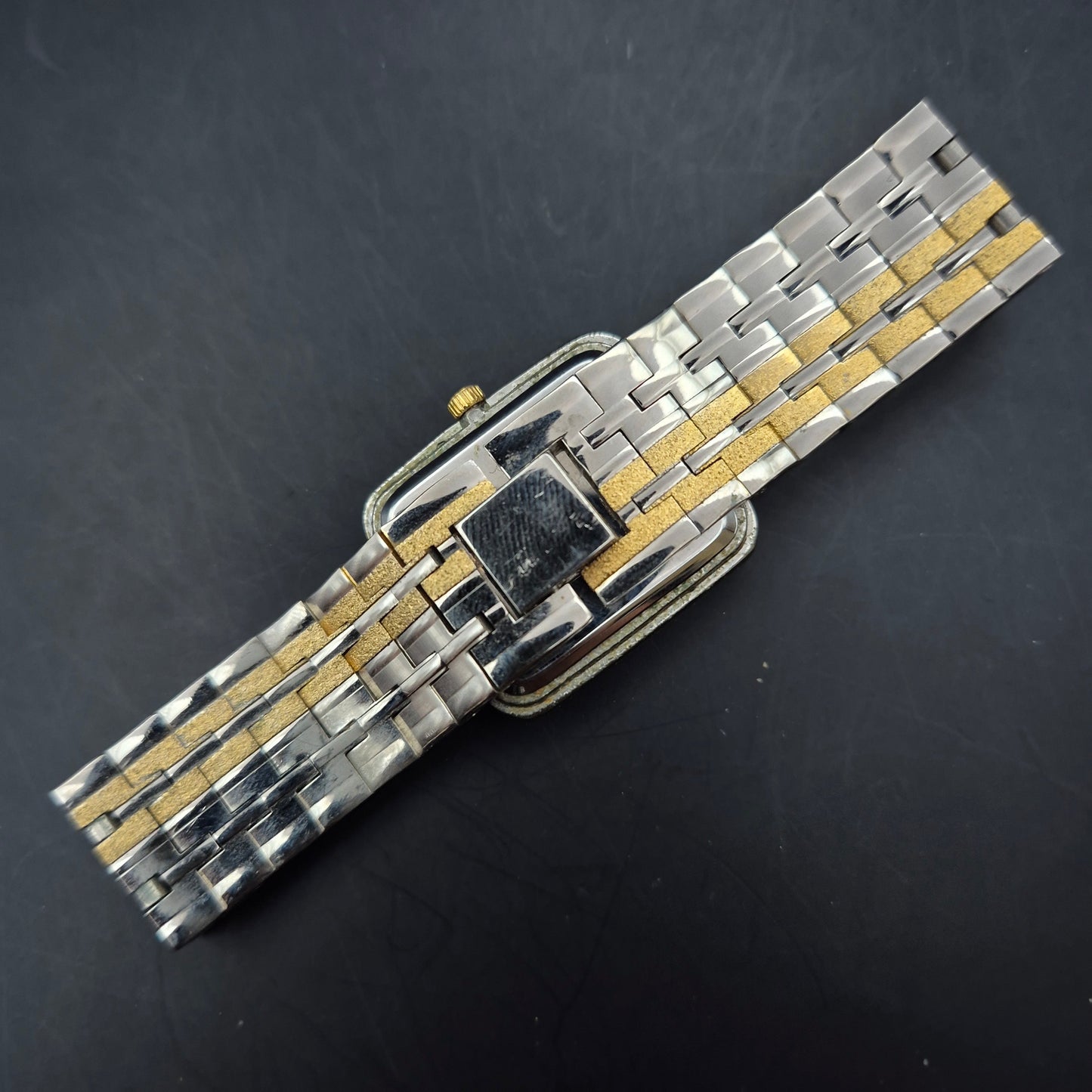 Ducfa Vintage Quarz-Uhr | Zwei-Ton | Rechteckiges Gold-Zifferblatt - Bild 5