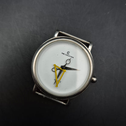 TIME COLLECTION Quarzuhr mit Schere & Maßband Zeigern – Novelty Uhr