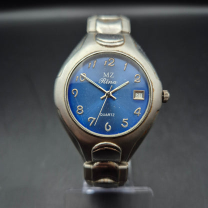 Vintage MZ Rina Quarz Armbanduhr | Blaues Zifferblatt & Datum