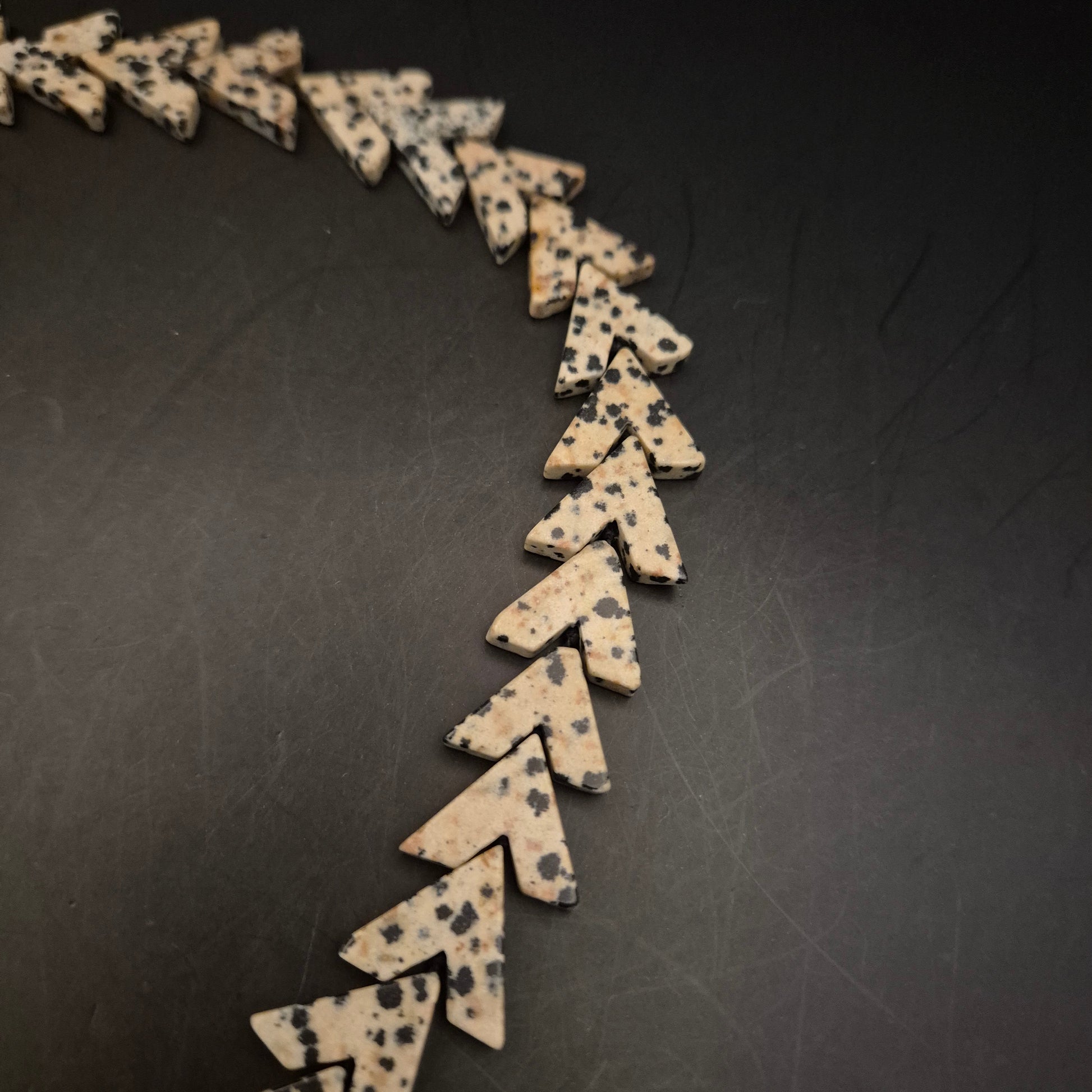 Vintage Halskette Dalmatiner Jaspis & Geometrische Metallelemente - Bild 6