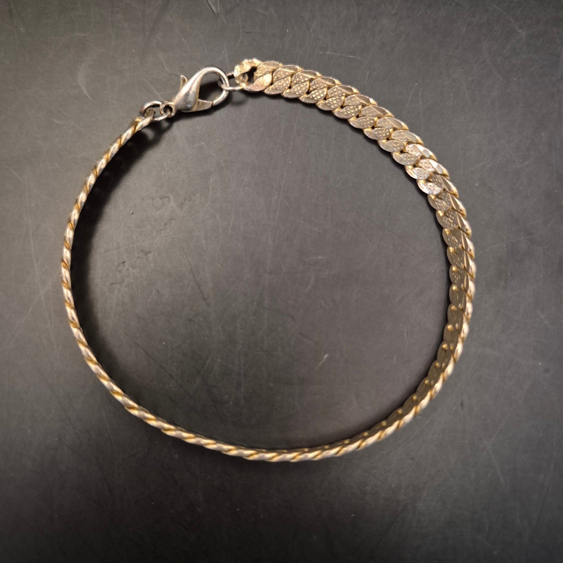 Elegantes Bicolor Armband mit Kordel- & Panzerketten-Design