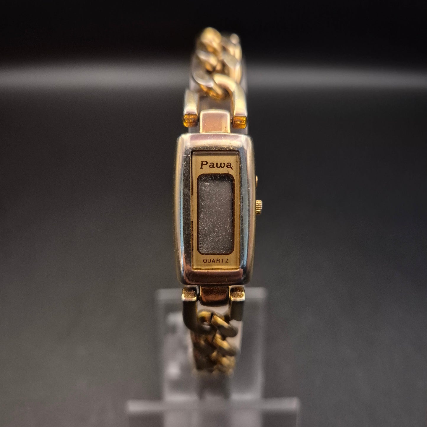Vintage Pawa Quartz Armbanduhr mit Gliederkette Goldfarben - Bild 3