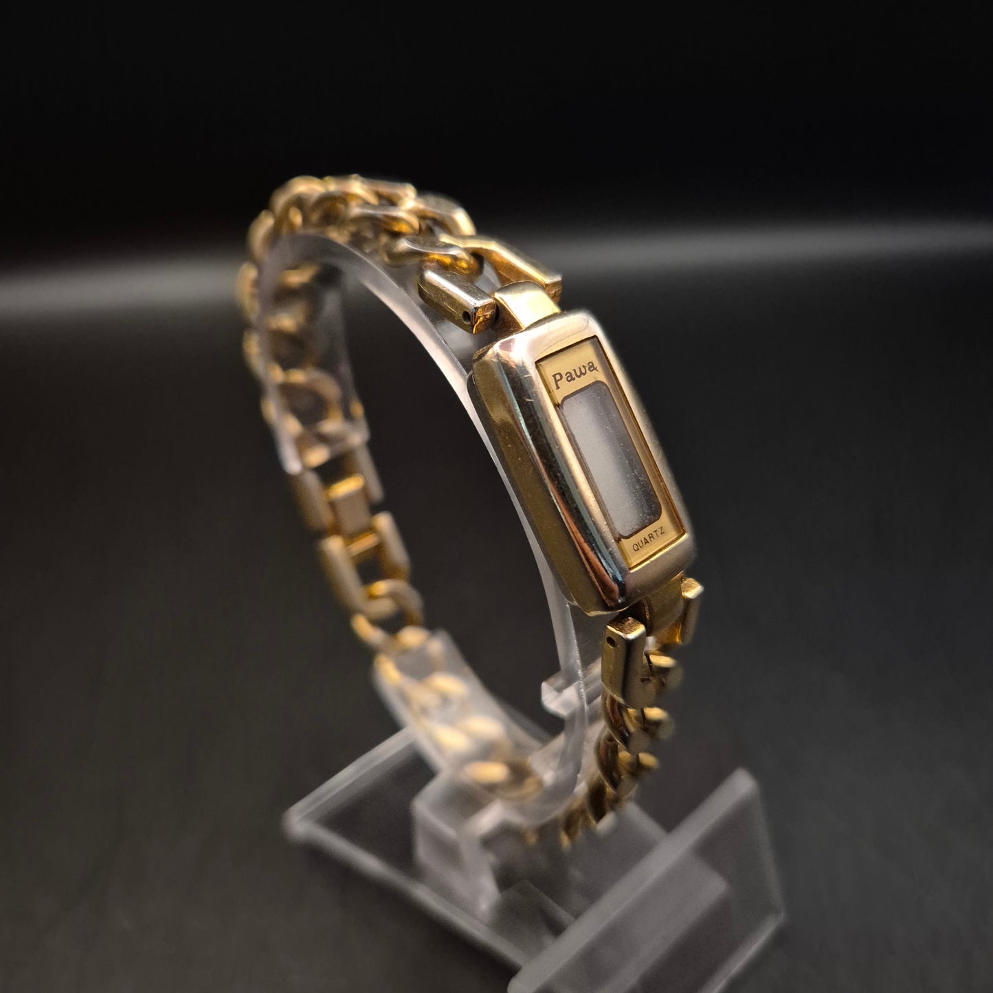 Vintage Pawa Quartz Armbanduhr mit Gliederkette Goldfarben - Bild 5