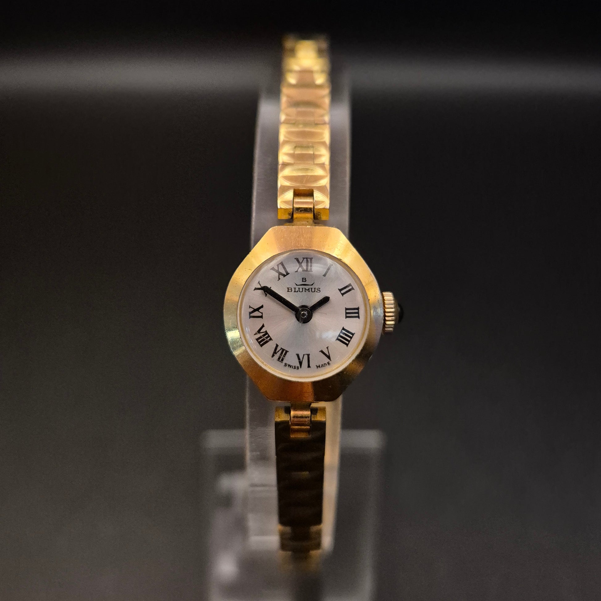 Elegante Vintage Blumus Damen Armbanduhr, Goldfarben, Swiss Made - Bild 6