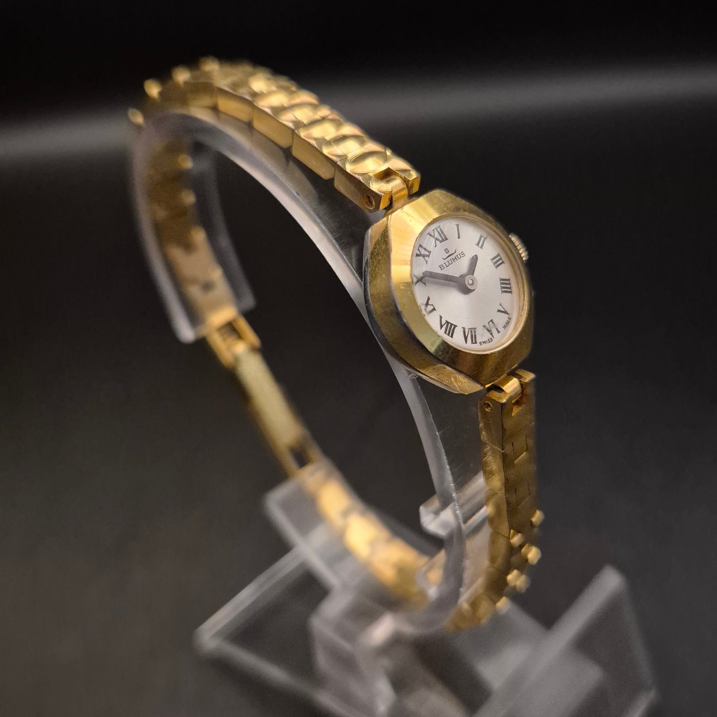 Elegante Vintage Blumus Damen Armbanduhr, Goldfarben, Swiss Made - Bild 8