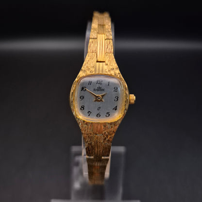 Elegante Vintage Majestic Damen Armbanduhr, goldfarben, strukturiert