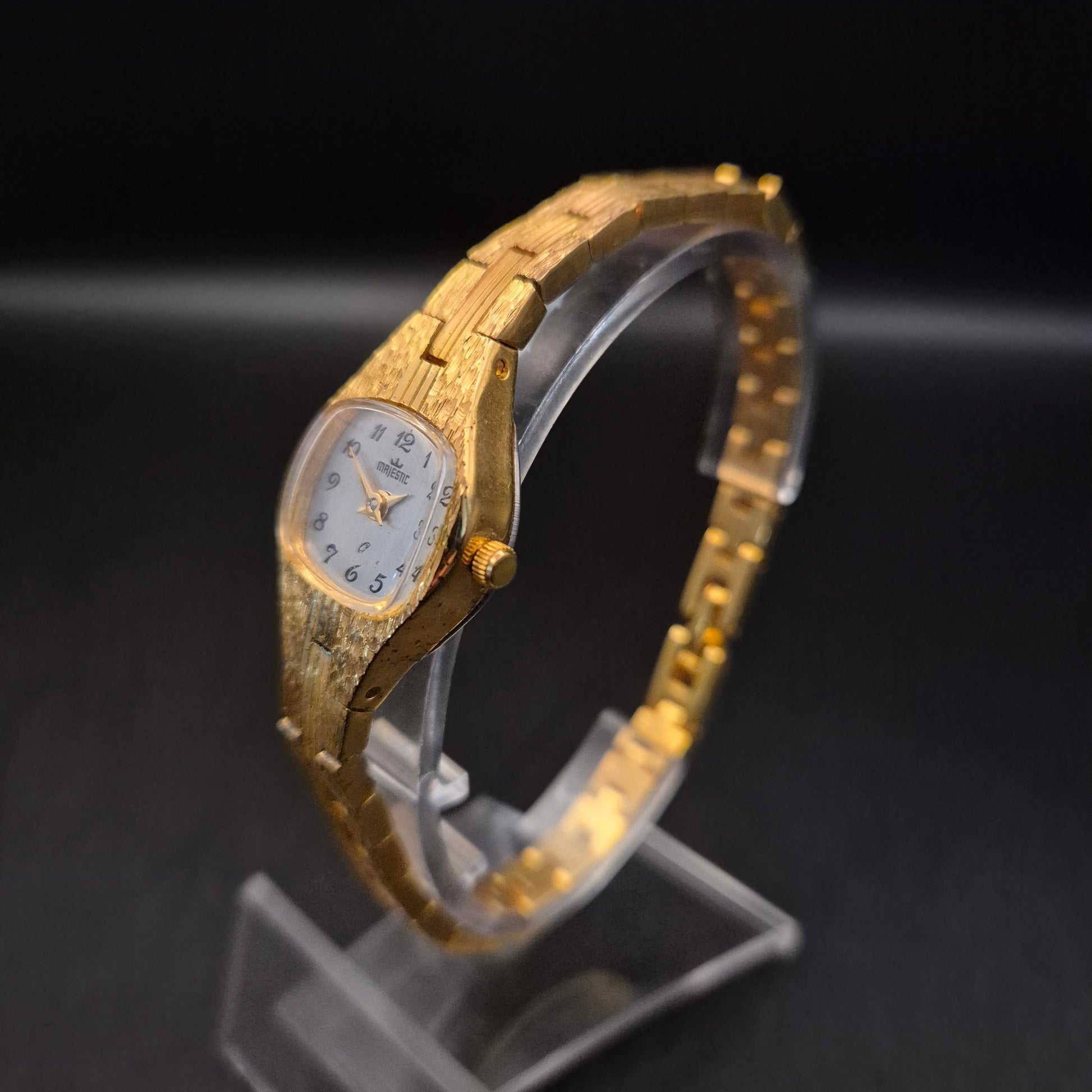 Elegante Vintage Majestic Damen Armbanduhr, goldfarben, strukturiert - Bild 3