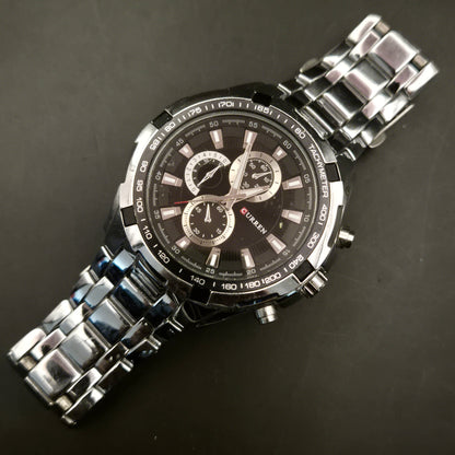 Curren Herrenuhr Chrono-Look | Edelstahl Armbanduhr | Dekorativ