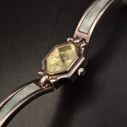 Vintage Riccardo Damen Quarz Armbanduhr, Silberfarben, defektes Armband