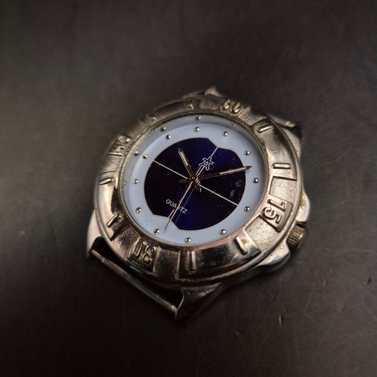 Robuste Vintage Herren Armbanduhr mit blauem Zifferblatt, Quarz