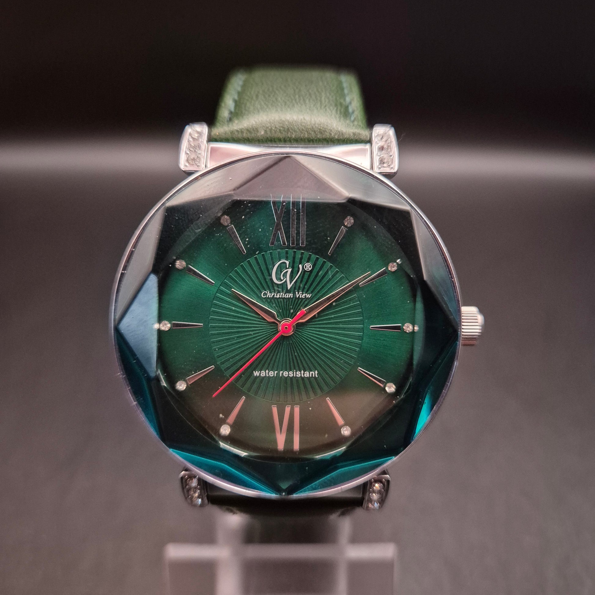 Christian View Damen Armbanduhr mit facettiertem Glas & grünem Zifferblatt - Bild 6