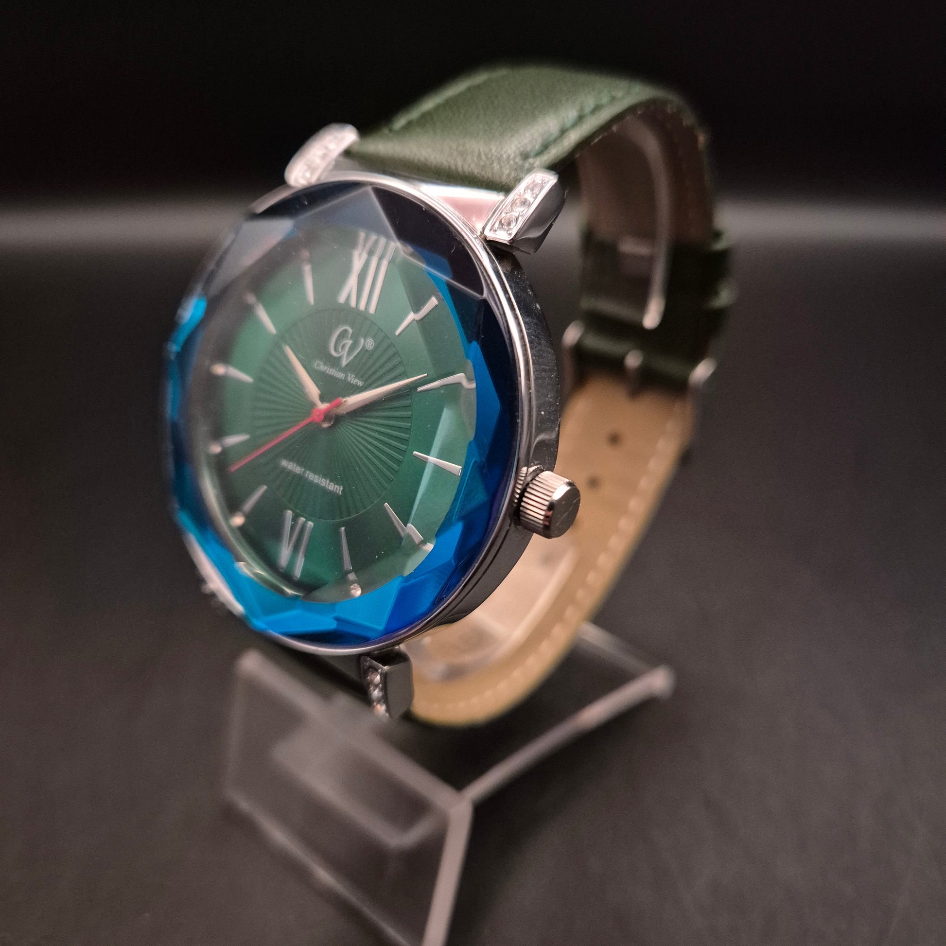 Christian View Damen Armbanduhr mit facettiertem Glas & grünem Zifferblatt - Bild 7